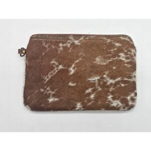 Myra Bag Cowhide Leather Pouch Clutch Bag Brown White Gray ***See Description